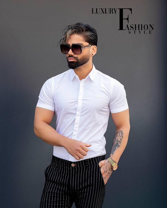 پیراهن آستین کوتاه تک رنگ مردانه