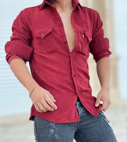 پیراهن آستین بلند کبریتی مردانه اورجینال درجه رنگبندی کامل