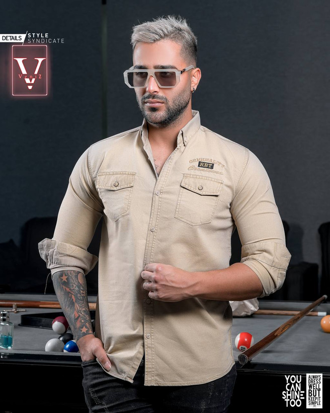 پیراهن کتان مردانه آستین بلند دوجیب- پارچه کتان ترک اورجینال (تولید شرکت L CON) کپی