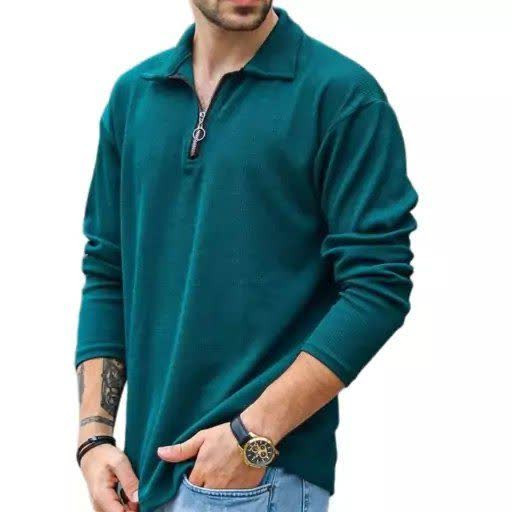 تیشرت نیم زیپ نیم یقه مراکشی مردانه اورجینال استایل اولد مانی old money -ارجینال