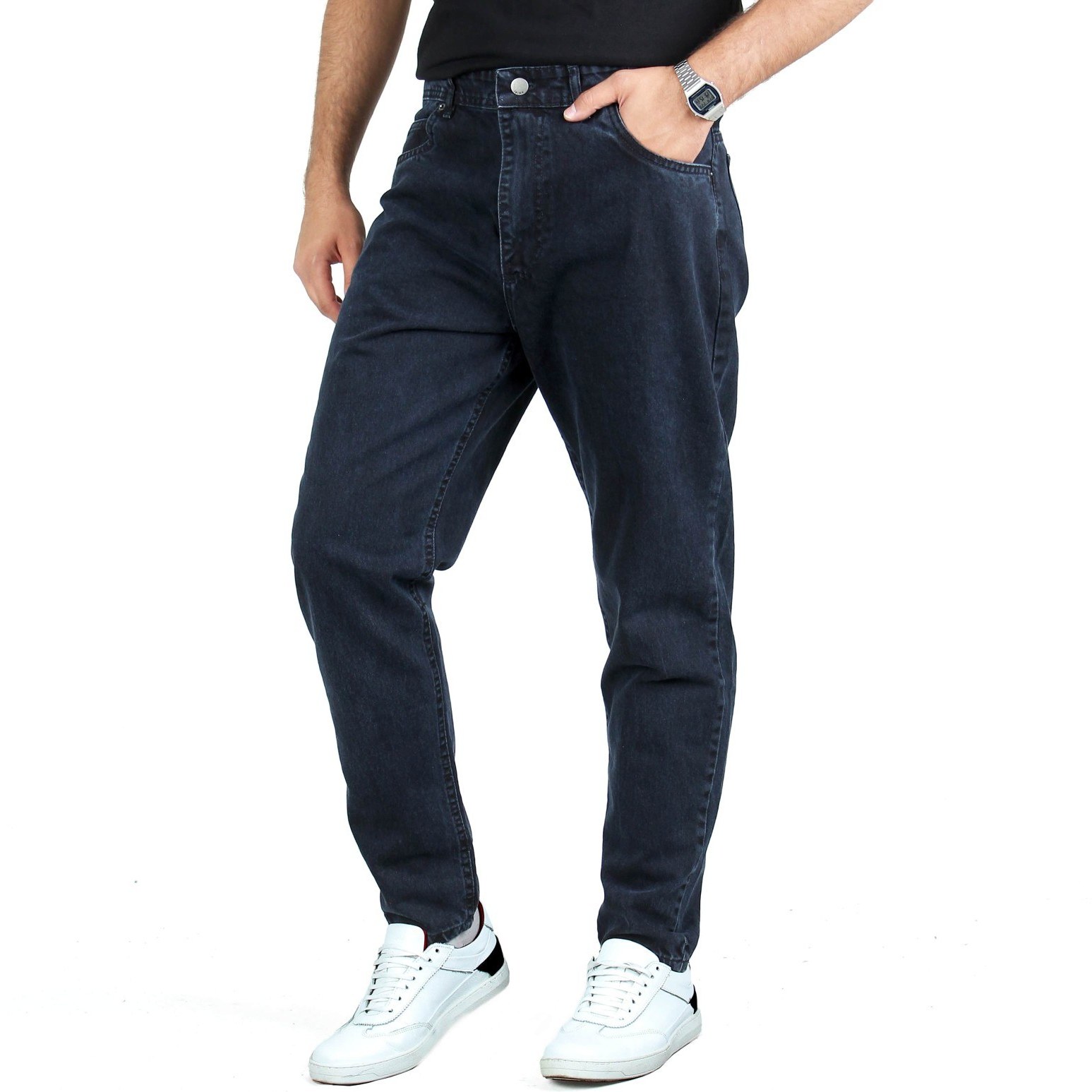 شلوار جین سرمه ای مردانه مدل راسته اورجینال (ترک) با تنخوری عالی، رنگ ثابت -دوخت شرکت L CON