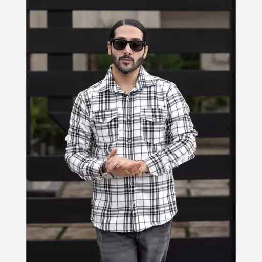 پیراهن پشمی مردانه اورجینال   طرح POLO  چهارخانه دو جیب