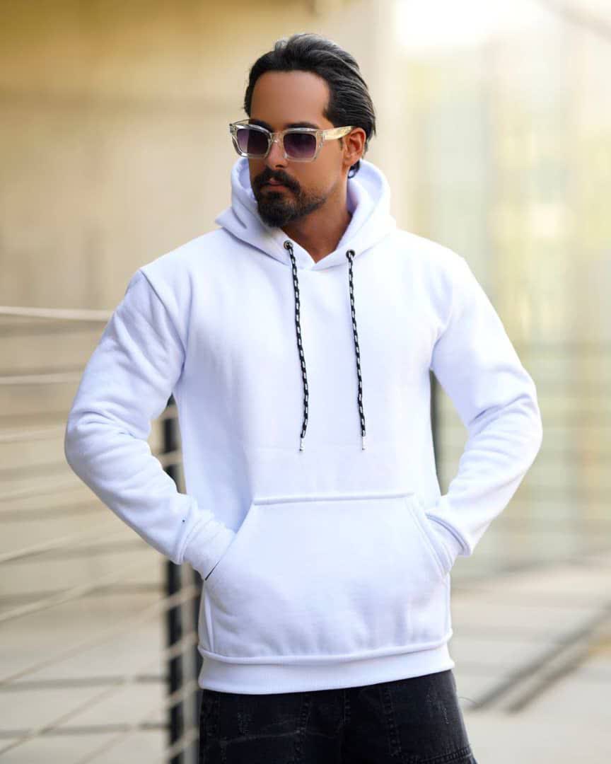 هودی سه نخ ترک رنگ سفید