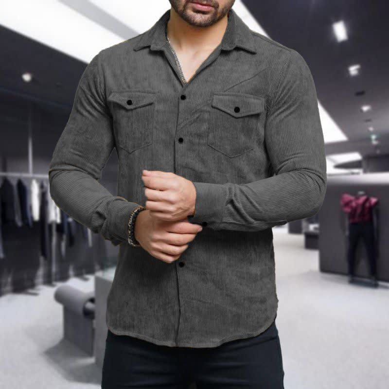 پیراهن کبریتی راه راه ریز مردانه اورجینال ترک رنگ‌ خاکستری