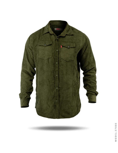 پیراهن کبریتی راه راه ریز مردانه اورجینال ترک رنگ سبز