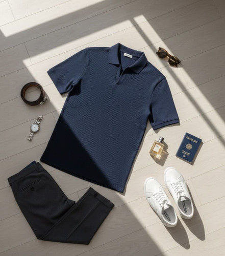 تیشرت مراکشی ارجینال سورمه ای مدل massimo dutti